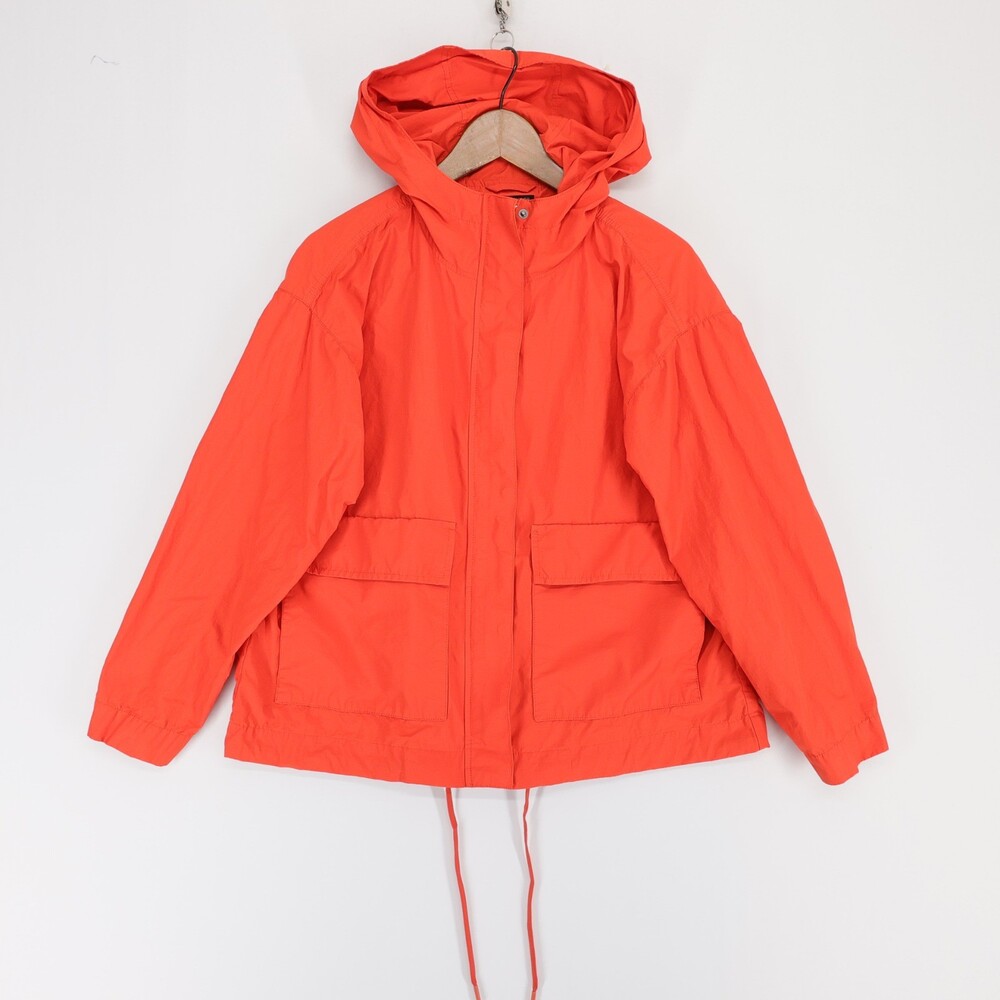 Eileen Fisher Windbreaker Coat Jacket Womens XS Red Orange Cotton Nylon